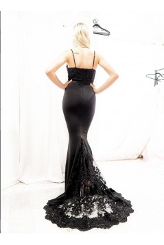 Long Black Lace Prom Dresses Formal Evening Gowns 6011012