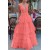 A-Line Tulle V-Neck Long Prom Dresses Formal Evening Gowns 6011025