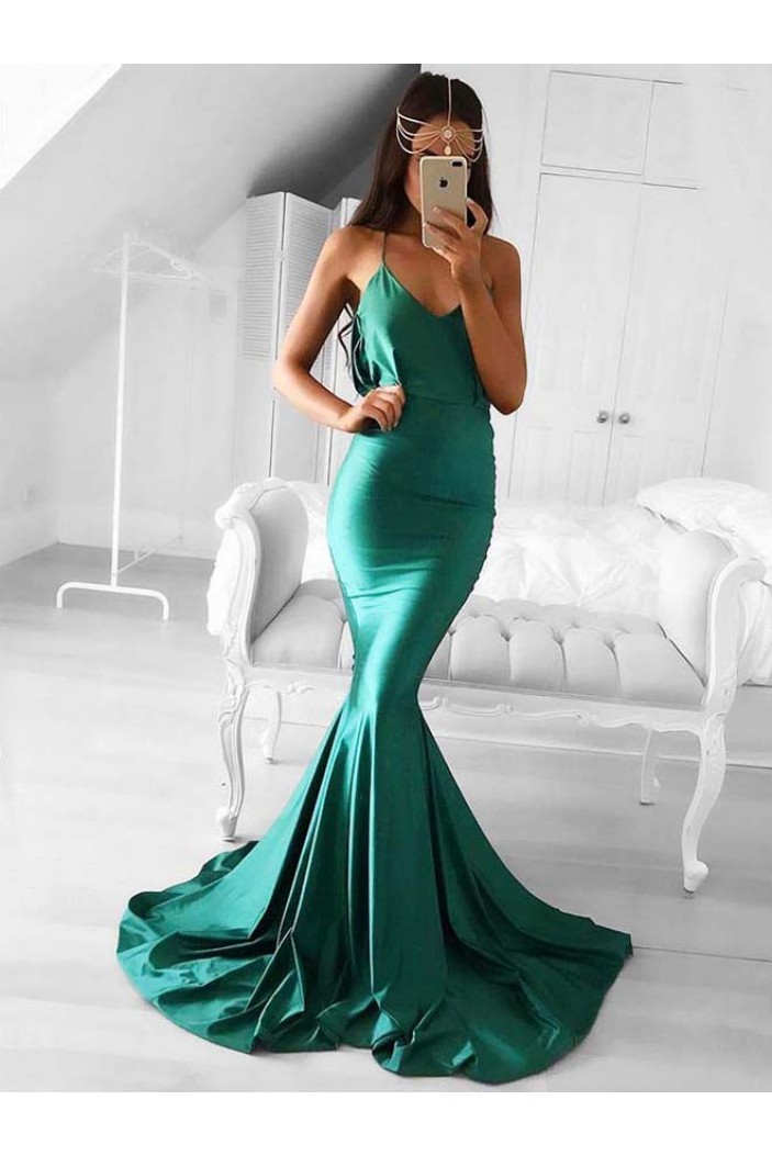 Mermaid V-Neck Long Prom Dresses Formal Evening Gowns 6011048