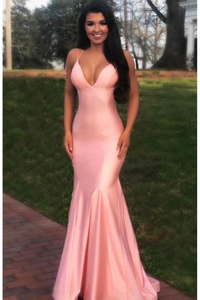 Mermaid V-Neck Long Prom Dresses Formal Evening Gowns 6011058