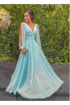 A-Line Chiffon Long Sleeves Prom Dresses Formal Evening Gowns 6011069