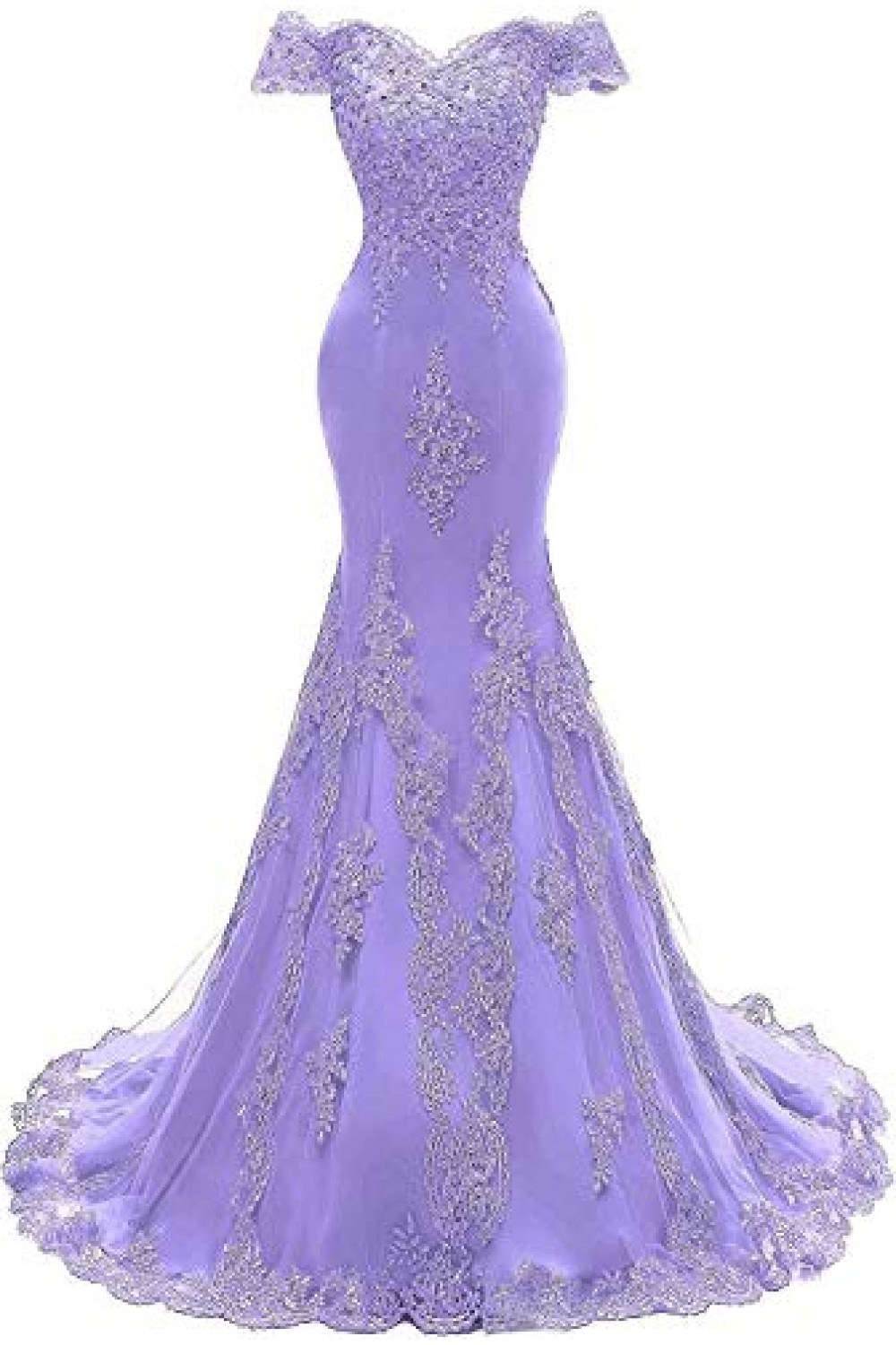 Mermaid Off-the-Shoulder Beaded Lace Long Prom Dresses Formal Evening ...