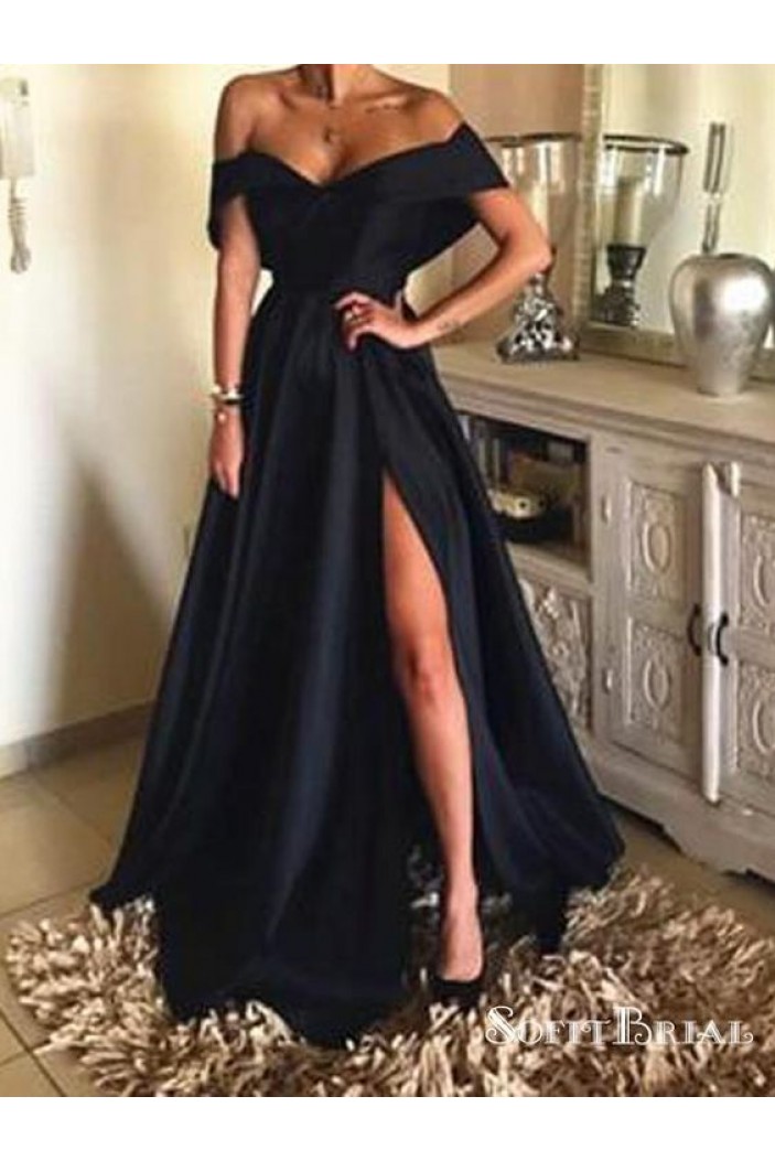 A-Line Off-the-Shoulder Long Prom Dresses Formal Evening Gowns 6011088