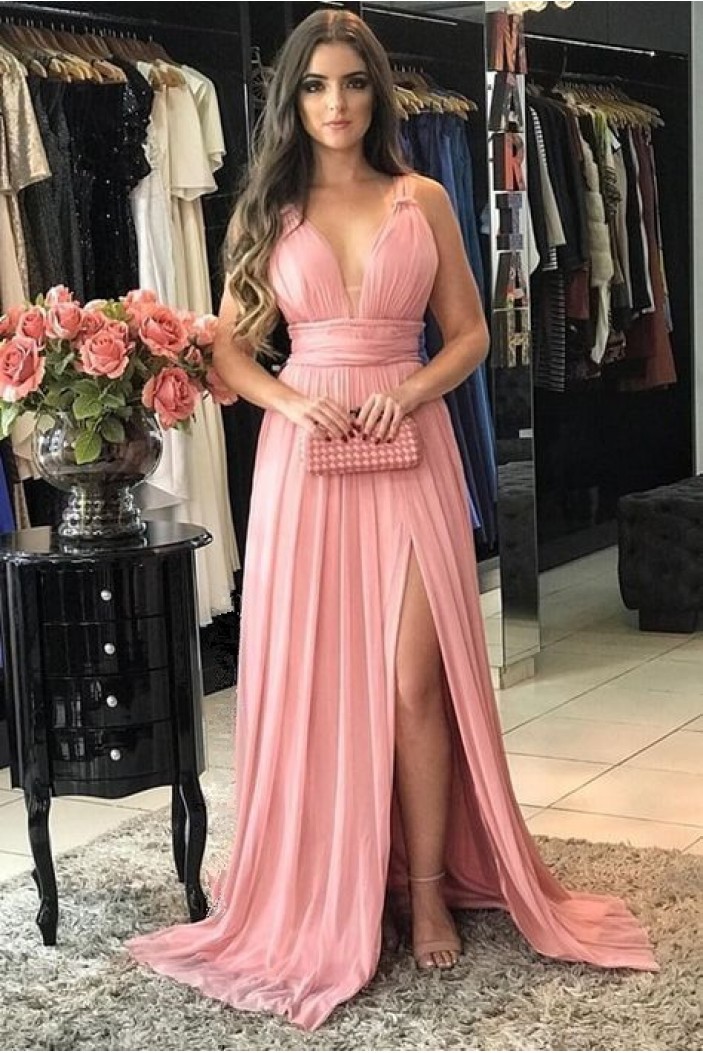 A-Line Long Chiffon Prom Dresses Formal Evening Gowns 6011100