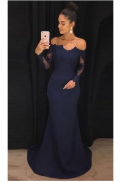 Elegant Mermaid Lace Long Sleeves Formal Evening Dresses Wedding Party Gowns 6011101