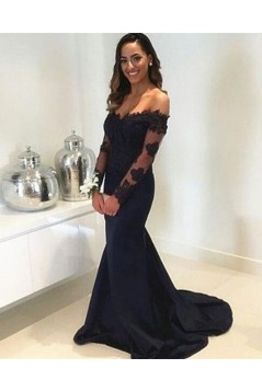 Mermaid Long Sleeves Lace Prom Dresses Formal Evening Gowns 6011132