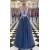 A-Line Lace Tulle V-Neck Long Prom Dresses Formal Evening Gowns 6011156