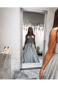 A-Line V-Neck Long Prom Dresses Formal Evening Gowns 6011232