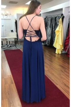 A-Line Beaded Lace Chiffon Long Prom Dresses Formal Evening Gowns 6011243