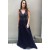 A-Line Lace Navy Blue Long Prom Dresses Formal Evening Gowns 6011278