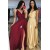 A-Line V-Neck Long Prom Dresses Formal Evening Gowns 6011363