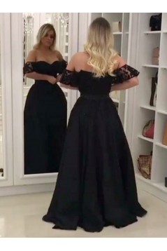 A-Line Black Off-the-Shoulder Long Prom Dresses Formal Evening Gowns 6011369