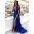 A-Line V-Neck Long Royal Blue Prom Dresses Formal Evening Gowns 6011383
