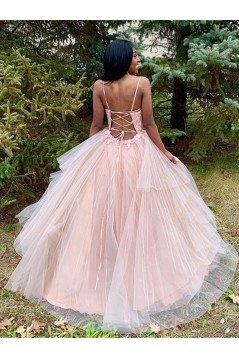 A-Line Lace Tulle Long Prom Dresses Formal Evening Gowns 6011393