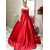 A-Line Long Red Satin Prom Dresses Formal Evening Gowns 6011416