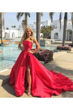 A-Line Strapless Long Prom Dresses Formal Evening Gowns 6011422