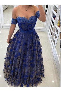 A-Line Lace Off-the-Shoulder Long Prom Dresses Formal Evening Gowns 6011457