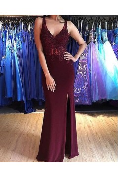 Long Lace V-Neck Prom Dresses Formal Evening Gowns 6011460