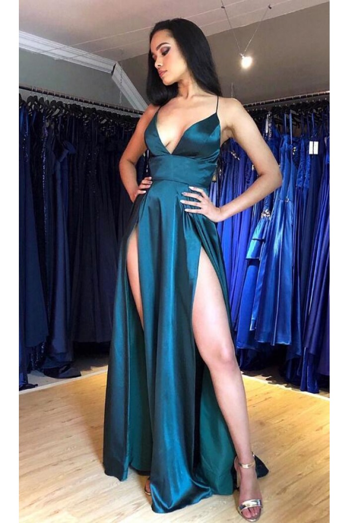 Sexy Long V-Neck Prom Dresses Formal Evening Gowns 6011461