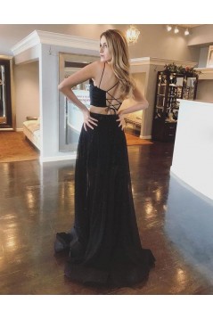 Long Black Two Pieces Prom Dresses Formal Evening Gowns 6011473