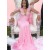 Mermaid Lace Long Sleeves Pink Prom Dresses Formal Evening Gowns 6011490