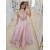 A-Line Beaded Lace Long Pink Prom Dresses Formal Evening Gowns 6011499