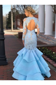 Mermaid Long Sleeves Lace Prom Dresses Formal Evening Gowns 6011560