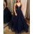 A-Line Navy Blue Long Prom Dresses Formal Evening Gowns 6011563