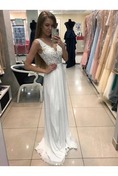 A-Line Lace Appliques Long Prom Dresses Formal Evening Gowns 6011567