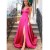 A-Line Long Satin V-Neck Prom Dresses Formal Evening Gowns 6011590