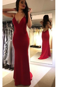 Mermaid V-Neck Backless Long Prom Dresses Formal Evening Gowns 6011593