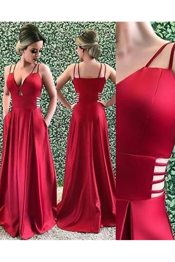 Long Satin A-Line Prom Dresses Formal Evening Gowns 6011610