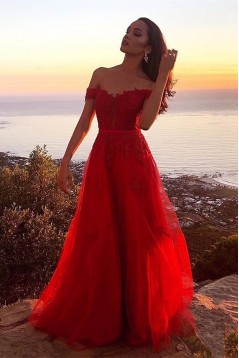 A-Line Beaded Lace Long Prom Dresses Formal Evening Gowns 6011635
