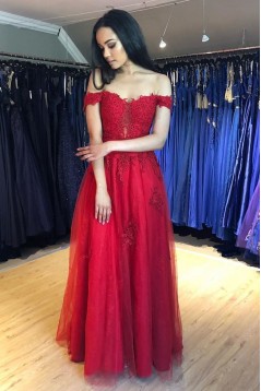 A-Line Beaded Lace Long Prom Dresses Formal Evening Gowns 6011635