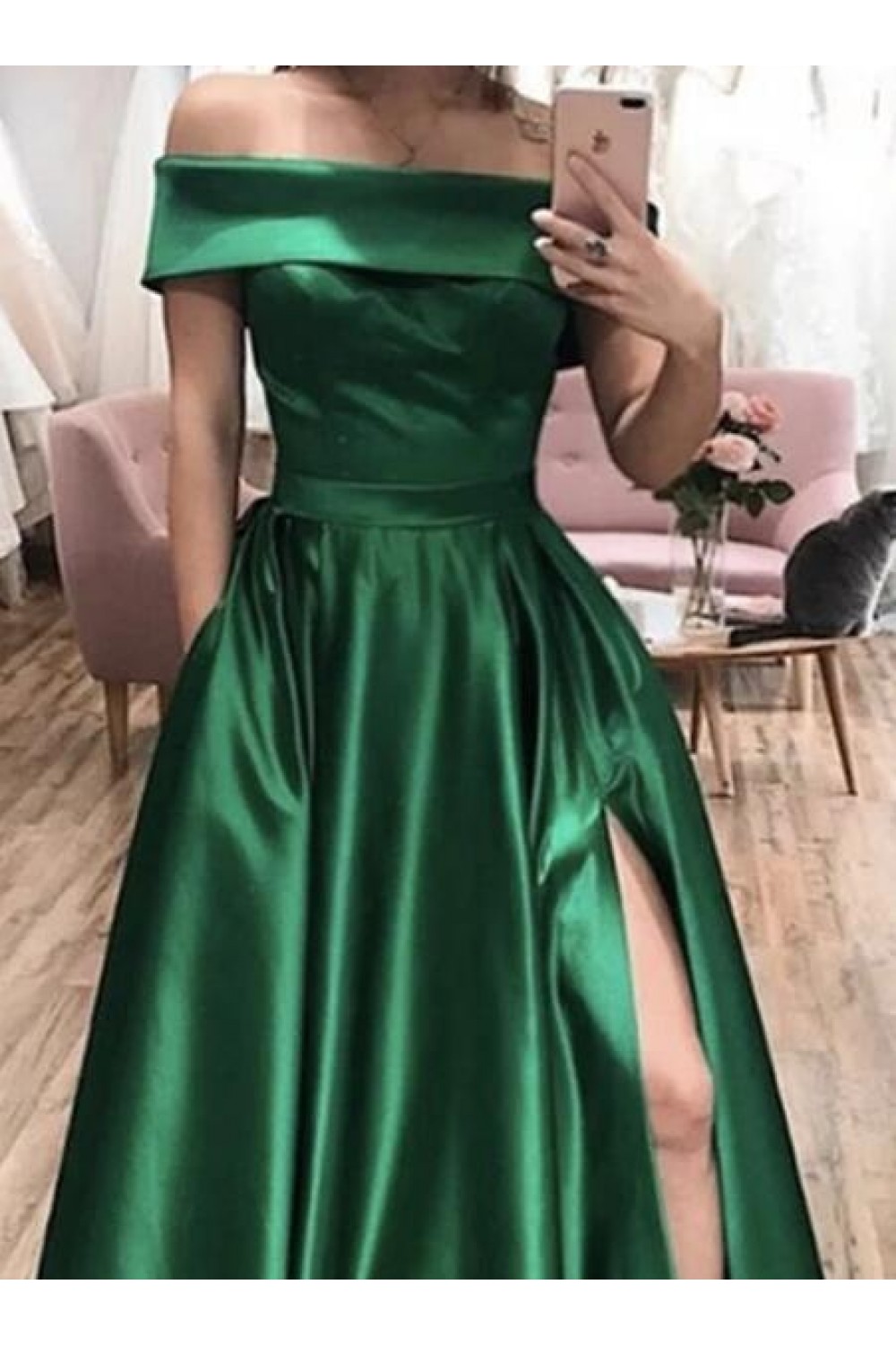 A-Line Off-the-Shoulder Long Prom Dresses Formal Evening Gowns With ...