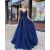 A-Line Spaghetti Straps Lace V-Neck Long Prom Dresses Formal Evening Gowns 601831