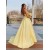 A-Line Spaghetti Straps V-Neck Long Prom Dresses Formal Evening Gowns With Pockets 601835