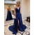 A-Line Spaghetti Straps V-Neck Long Prom Dresses Formal Evening Gowns 601839