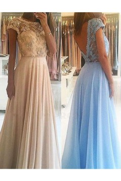 A-Line Beaded Lace Long Prom Dresses Formal Evening Gowns 601891