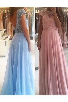A-Line Beaded Lace Long Prom Dresses Formal Evening Gowns 601891