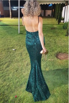 Mermaid Sequins Long Prom Dresses Formal Evening Gowns 601923