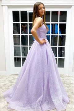 A-Line Spaghetti Straps Long Prom Dresses Formal Evening Gowns 601926
