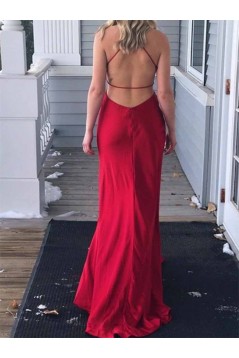 Long Red V-Neck Prom Dresses Formal Evening Gowns 601953