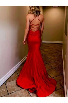 Long Red V-Neck Prom Dresses Formal Evening Gowns 601954