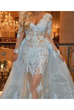 Long Sleeves Lace V-Neck Prom Dresses Formal Evening Gowns 601962