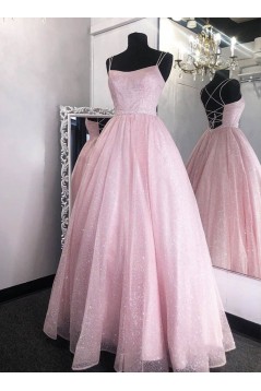 A-Line Long Pink Prom Dresses Formal Evening Gowns 601997