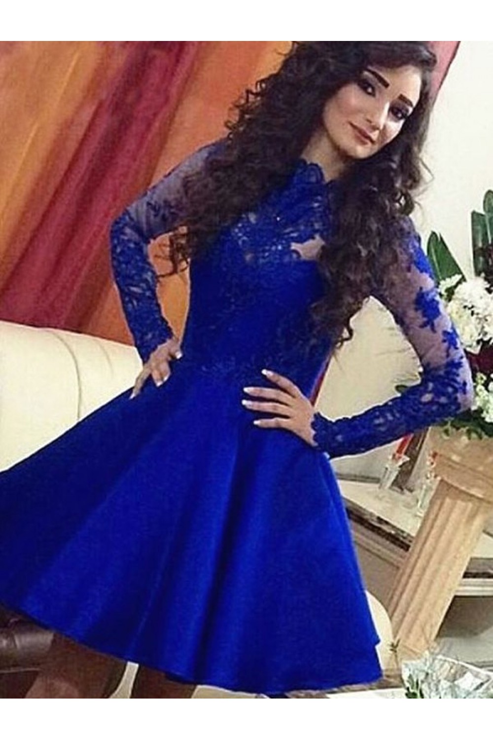 Short Prom Dress Long Sleeves Homecoming Dresses Graduation Party ...
