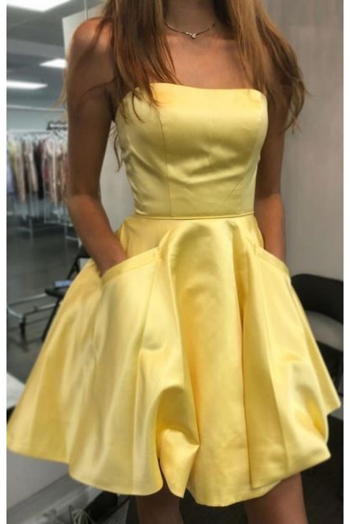Short Yellow Prom Dress Homecoming Graduation Cocktail Dresses 701104