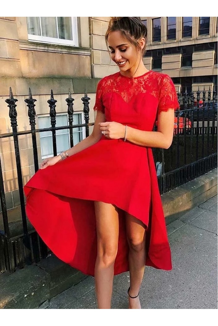 High Low Red Prom Dress Homecoming Graduation Cocktail Dresses 701215