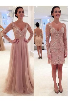 Elegant Beaded Lace Long Sleeves Mother of the Bride Dresses 702001